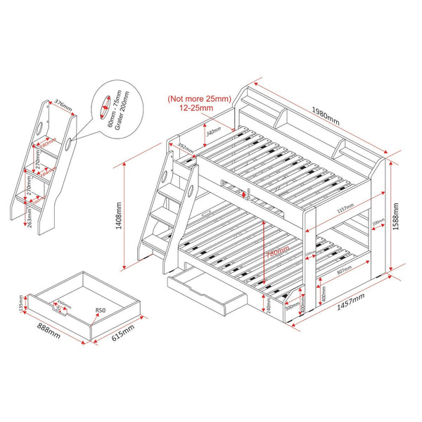 Flair Flick Triple Bunk Bed with Storage | Space-Saving Bunk Bed flair