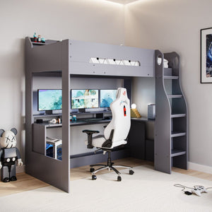 Flair Skyhigh Gaming High Sleeper | Space-Saving Bed with Desk flairΒ