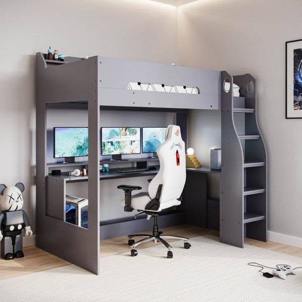 Flair Skyhigh Gaming High Sleeper | Space-Saving Bed with Desk flair