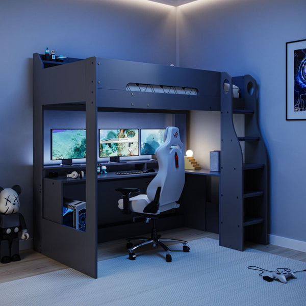 Flair Skyhigh Gaming High Sleeper | Space-Saving Bed with Desk flair