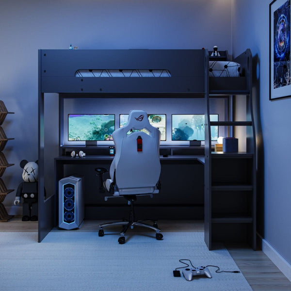Flair Skyhigh Gaming High Sleeper | Space-Saving Bed with Desk flair