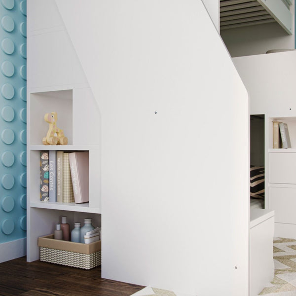 Flair Furnishings Oscar Staircase Triple Bunk Bed with Storage | Space-Saving Design flair