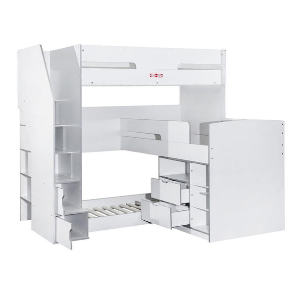 Flair Furnishings Oscar Staircase Triple Bunk Bed with Storage | Space-Saving Design flair
