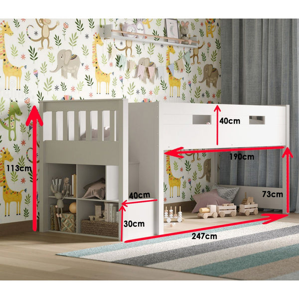 Flair White Charlie Mid Sleeper Set with Storage & Desk | Space-Saving Bed flair