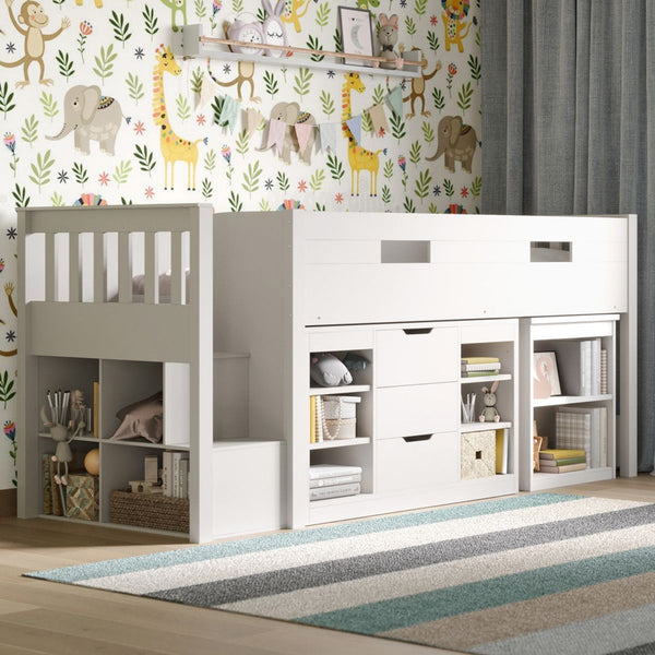 Flair White Charlie Mid Sleeper Set with Storage & Desk | Space-Saving Bed flair