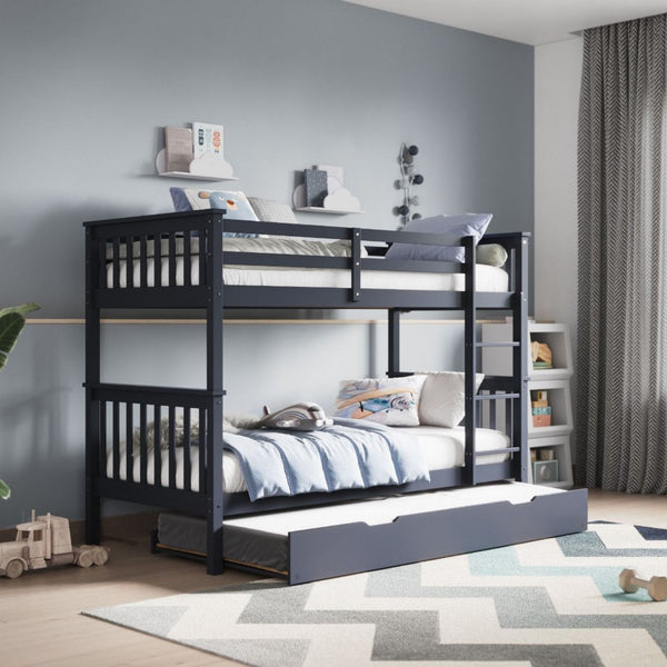 Flair Wooden Zoom Detachable Bunk Bed with Trundle | Space-Saving Design flair Grey