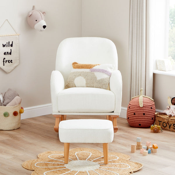 Freya Nursing Chair with Footstool | Ergonomic, Soft Upholstery & Rocking Motion babymore