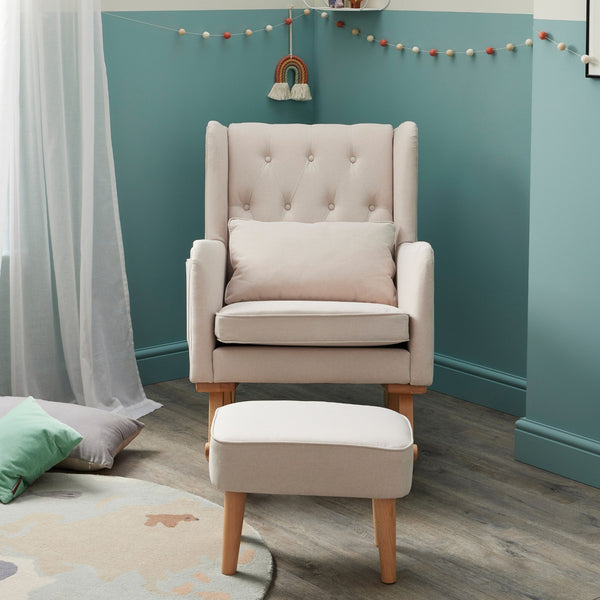Lux Convertible Nursing Chair with Optional Footstool | Gentle Rocking, Stylish Tweed Upholstery babymore