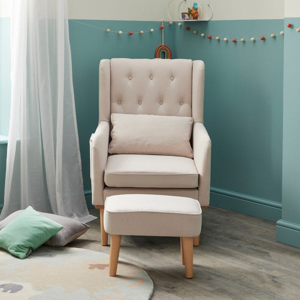 Lux Convertible Nursing Chair with Optional Footstool | Gentle Rocking, Stylish Tweed Upholstery babymore