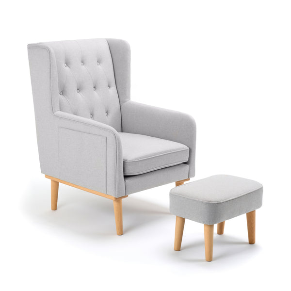 Lux Convertible Nursing Chair with Optional Footstool | Gentle Rocking, Stylish Tweed Upholstery babymore