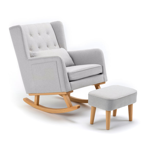 Lux Convertible Nursing Chair with Optional Footstool | Gentle Rocking, Stylish Tweed Upholstery babymore