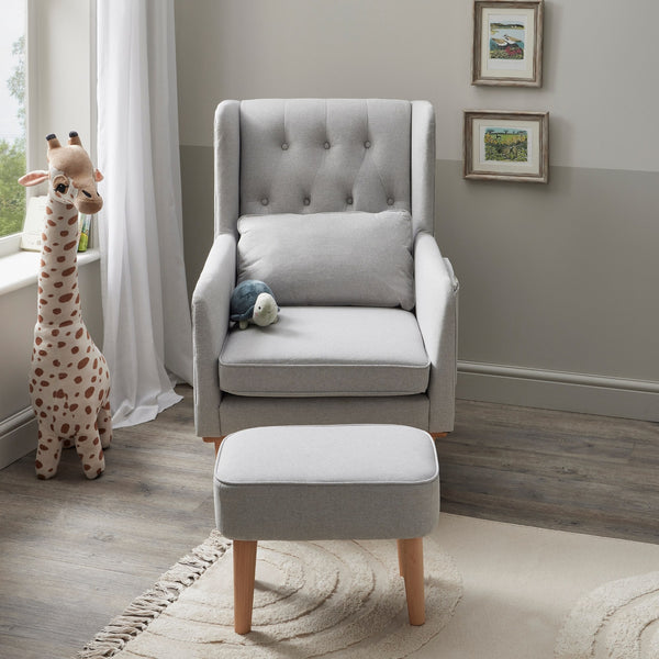Lux Convertible Nursing Chair with Optional Footstool | Gentle Rocking, Stylish Tweed Upholstery babymore