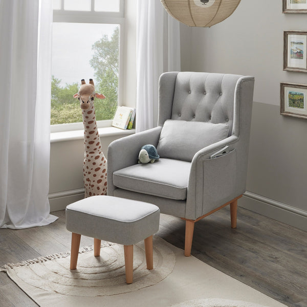 Lux Convertible Nursing Chair with Optional Footstool | Gentle Rocking, Stylish Tweed Upholstery babymore