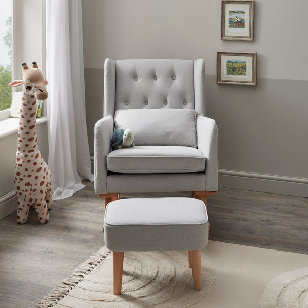 Lux Convertible Nursing Chair with Optional Footstool | Gentle Rocking, Stylish Tweed Upholstery babymore