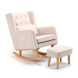 Lux Convertible Nursing Chair with Optional Footstool | Gentle Rocking, Stylish Tweed Upholstery babymore