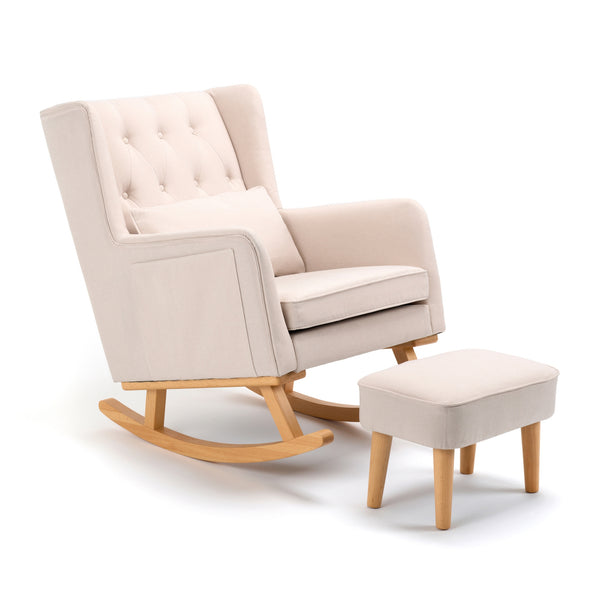 Lux Convertible Nursing Chair with Optional Footstool | Gentle Rocking, Stylish Tweed Upholstery babymore