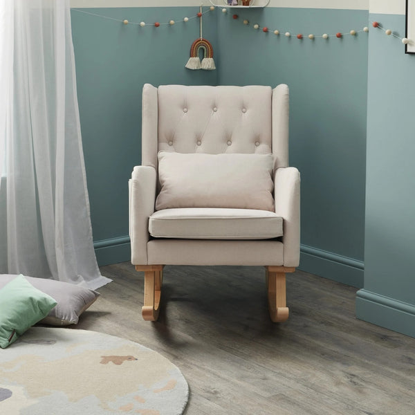Lux Convertible Nursing Chair with Optional Footstool | Gentle Rocking, Stylish Tweed Upholstery babymore Cream Nursing Chair Only