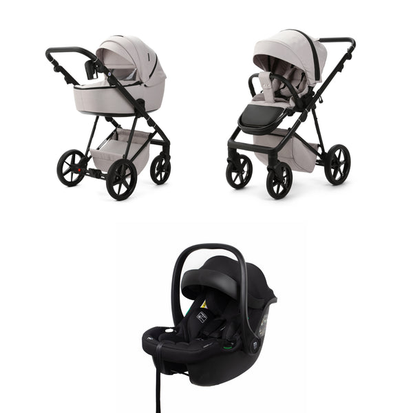 Mee-go Milano Evo 3-in-1 Pushchair | Complete Travel System with Car Seat & Carrycot meego Biscuit