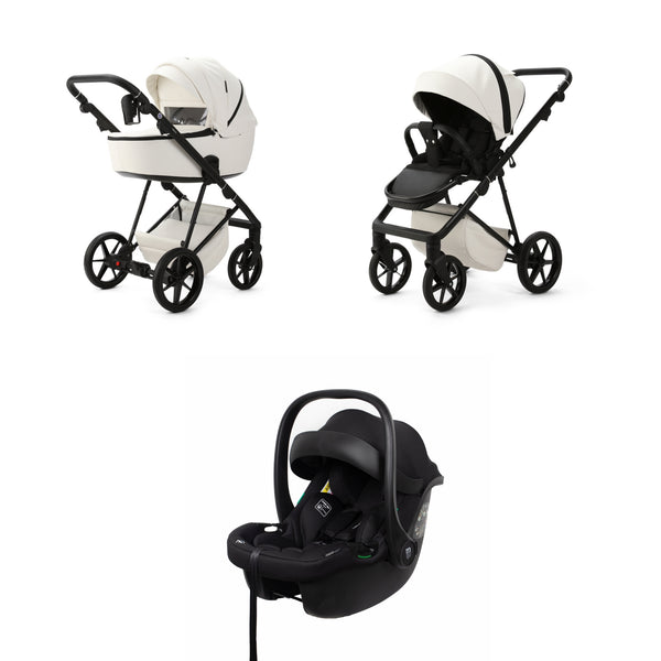 Mee-go Milano Evo 3-in-1 Pushchair Luxe | Complete Travel System with Car Seat & Carrycot meego Pearl White