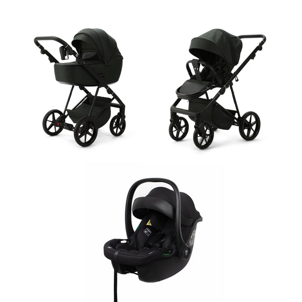 Mee-go Milano Evo 3-in-1 Pushchair | Complete Travel System with Car Seat & Carrycot meego Racing Green