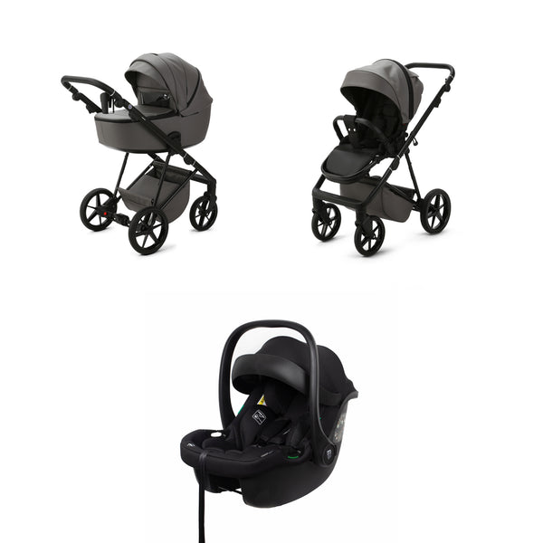Mee-go Milano Evo 3-in-1 Pushchair Luxe | Complete Travel System with Car Seat & Carrycot meego Slate Grey