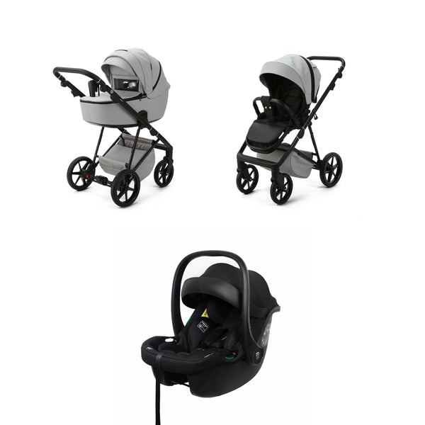 Mee-go Milano Evo 3-in-1 Pushchair Luxe | Complete Travel System with Car Seat & Carrycot meego Stone Grey
