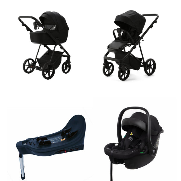 Mee-go Milano Evo All-in-One | Complete Travel System with Carrycot, Car Seat & ISOFIX Base meego Abstract Black