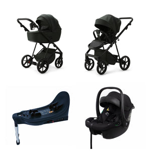 Mee-go Milano Evo All-in-One | Complete Travel System with Carrycot, Car Seat & ISOFIX Base meego Racing Green