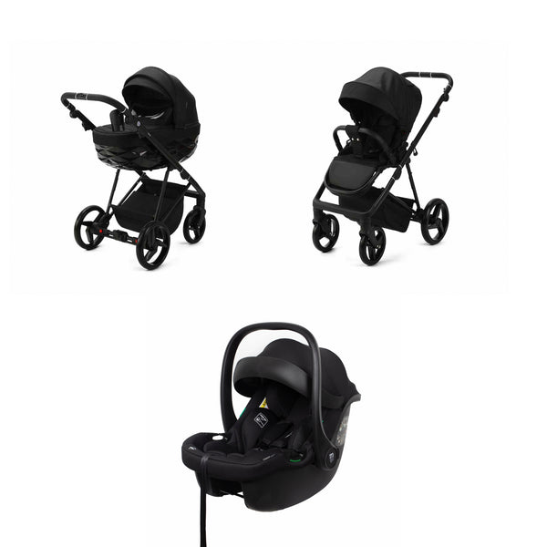 Mee-go Milano Quantum 3-in-1 Pushchair | Complete Travel System with Car Seat & Carrycot meego Carbon Black