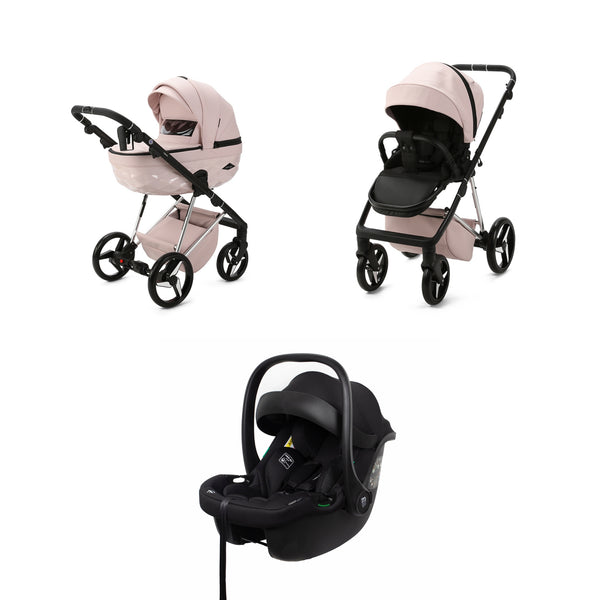 Mee-go Milano Quantum 3-in-1 Pushchair | Complete Travel System with Car Seat & Carrycot meego Pretty in Pink