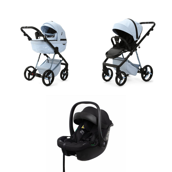 Mee-go Milano Quantum 3-in-1 Pushchair | Complete Travel System with Car Seat & Carrycot meego Powder Blue