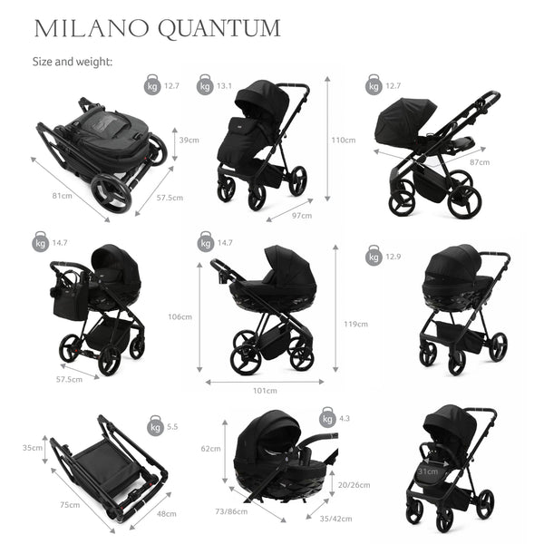 Mee-go Milano Quantum All-in-1 Pushchair | Complete Travel System with Car Seat & ISOFIX Base – Stylish Design meego