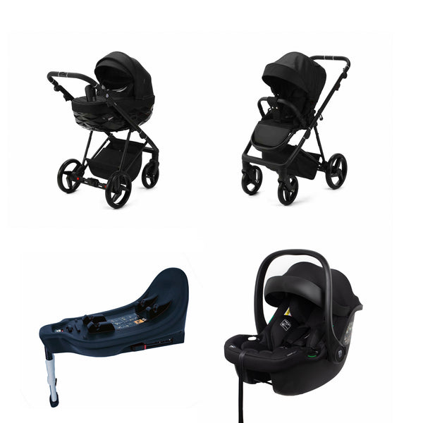 Mee-go Milano Quantum All-in-1 Pushchair | Complete Travel System with Car Seat & ISOFIX Base – Stylish Design meego Carbon Black