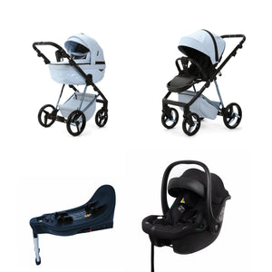 Mee-go Milano Quantum All-in-1 Pushchair | Complete Travel System with Car Seat & ISOFIX Base – Stylish Design meego Powder Blue