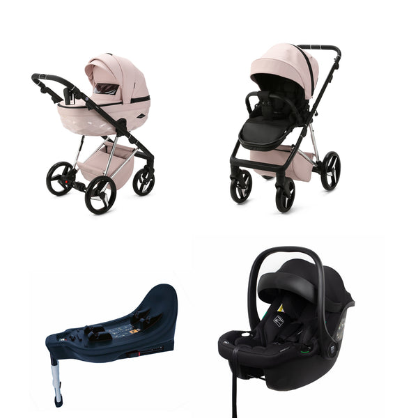 Mee-go Milano Quantum All-in-1 Pushchair | Complete Travel System with Car Seat & ISOFIX Base – Stylish Design meego Pretty in Pink