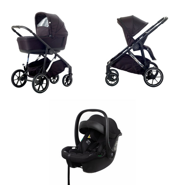 Mee-go Uno+ 3-in-1 Pushchair | Complete Travel System with Car Seat & Carrycot – One or Two Children meego Abstract Black