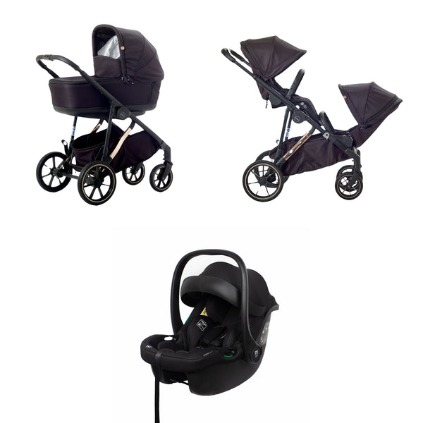 Mee-go Uno+ 3-in-1 Pushchair | Complete Travel System with Car Seat & Carrycot – One or Two Children meego Dusty Rose