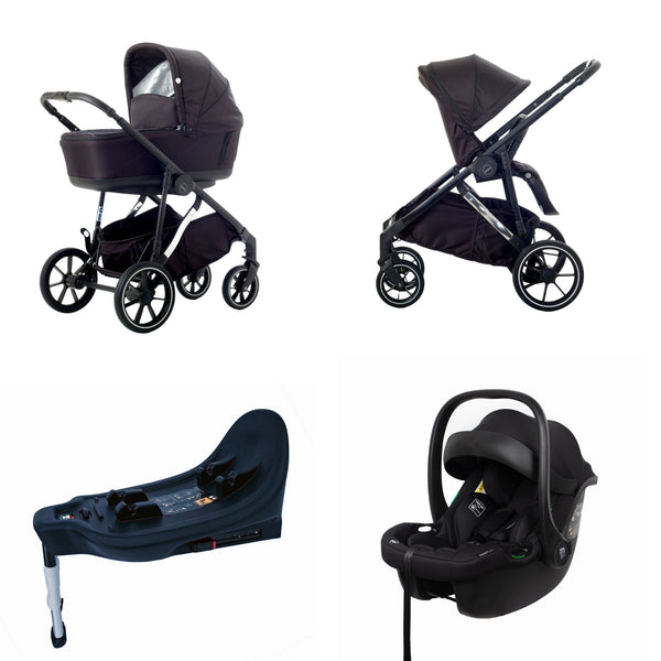 Mee-go Uno+ All-in-One Pushchair | Complete Travel System with Car Seat & ISOFIX – Adaptable for One or Two Children meego Abstract Black Single - One Seat Unit