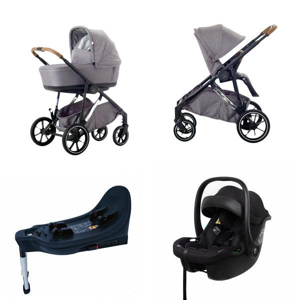 Mee-go Uno+ All-in-One Pushchair | Complete Travel System with Car Seat & ISOFIX – Adaptable for One or Two Children meego Pearl Grey Single - One Seat Unit