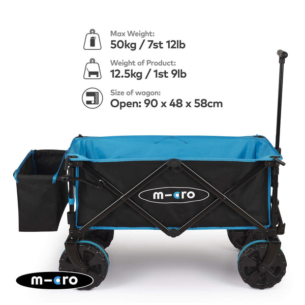 Micro Deluxe Wagon Black | Foldable All-Terrain Wagon with Sunroof & Cool Bag microΒ