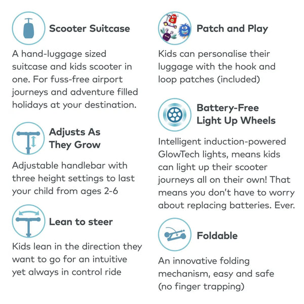 Mini Micro LED Luggage | Scooter Suitcase for Kids | Ages 2-6 micro