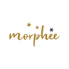 Morphee logo - Morphee written in cursive text in gold on white background.