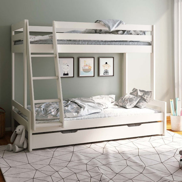 Noomi Nora Solid Wood Triple Bunk Bed with Optional Storage | FSC-Certified noomi White White (+£99.99)