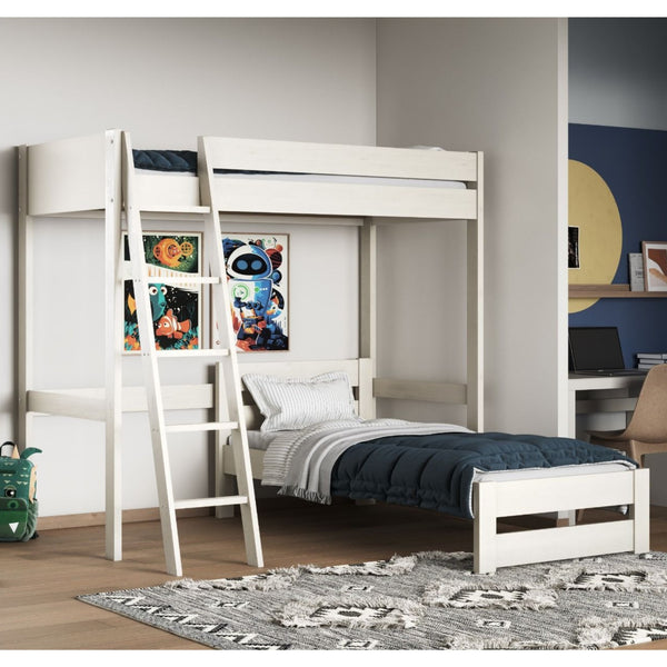Noomi Tera High Sleeper with Single L-Shaped Bed | FSC-Certified Bunk Bed noomi White
