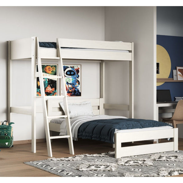 Noomi Tera High Sleeper with Small Double L-Shaped Bed | FSC-Certified Bunk Bed noomi White