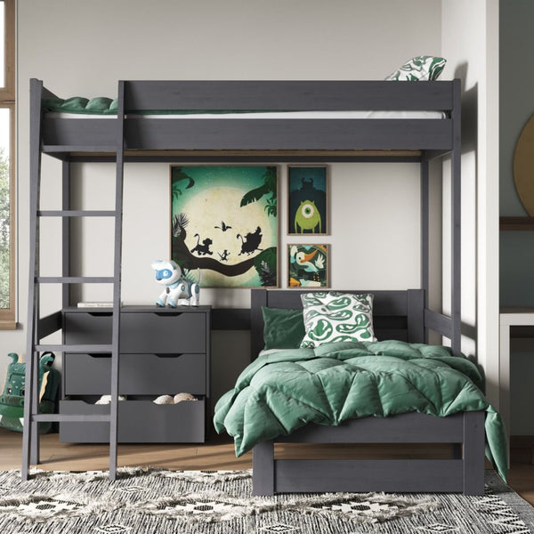 Noomi Tera Small Double High Sleeper with Single L-Shaped Bed | FSC-Certified Bunk Bed noomi