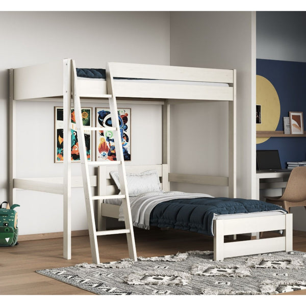 Noomi Tera Small Double High Sleeper with Single L-Shaped Bed | FSC-Certified Bunk Bed noomi White
