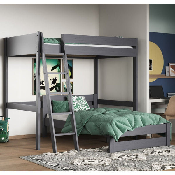 Noomi Tera Small Double High Sleeper with Small Double L-Shaped Bed | FSC-Certified Bunk Bed noomi Grey