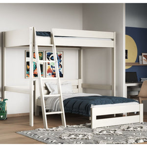 Noomi Tera Small Double High Sleeper with Small Double L-Shaped Bed | FSC-Certified Bunk Bed noomi White