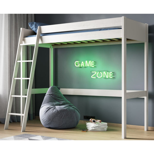 Noomi Tera Solid Wood High Sleeper Bed Frame | FSC-Certified Space-Saving Loft Bed noomi White
